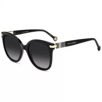 CAROLINA HERRERA HER0134S807 naisten aurinkolasit - musta asetaattikehys, harmaat polykarbonaattilinssit, 55/21/145 mm