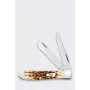 Case Mini Trapper SS Amber Bone veitsi - 2-teräinen taskuveitsi, Tru-Sharp ruostumaton teräs, aito Amber Bone kahva, Slipjoint, USA