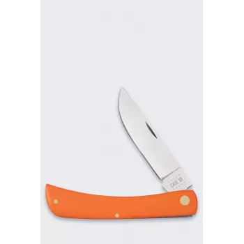 Case Sod Buster SS Orange taittoveitsi - Tru-Sharp kirurginen ruostumaton terä Skinner-terällä, oranssi muovikahva, Slip Joint, kynsirako, valmistettu USA:ssa