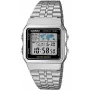 Casio A500WA-1DF Classic digitaalinen kvartsirannekello – hopeinen ruostumaton teräsranneke, LED-taustavalo, maailmanaika