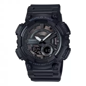 CASIO AEQ-110W-1B miesten kvartsi analogi-digitaalikello, 52,2 mm, musta hartsi