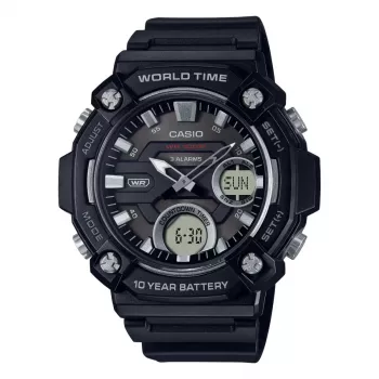 CASIO AEQ-120W-1A miesten analogi-digitaalikello, 53,3 mm, musta hartsi