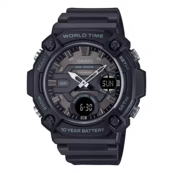 CASIO AEQ-120W-1B miesten analogis-digitaalinen kvartsikello, 53,3 mm, musta hartsi