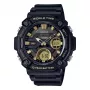 CASIO AEQ-120W-9A miesten analogi-digitaalinen kello, 53,3mm, musta hartsikotelo, musta hartsiranneke, kultaiset yksityiskohdat
