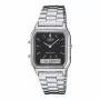 CASIO AQ-230A-1D unisex analogis-digitaalikello, 38,8 mm, hopeanvärinen ruostumaton teräsranneke, musta kellotaulu