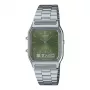 CASIO AQ-230A-3A unisex analogi-digitaalikello, 38,8 mm, vihreä kellotaulu, hopeanvärinen teräsranneke