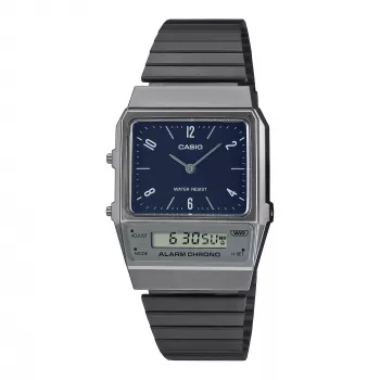 CASIO AQ-800EB-2AEF unisex analogis-digitaalikello, 32 mm, sininen kellotaulu, hopeinen verkko ranneke