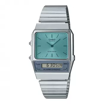 CASIO AQ-800EC-2AE unisex-analogidigitaalikello, 40 mm, hopea/sininen