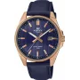 Casio Edifice EFV-150CL-2AVUEF miesten kello sinisellä kellotaululla ja ruskealla nahkarannekkeella