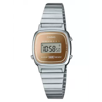 CASIO LA670WES-4AEF naisten digitaalikello - ruusukulta kellotaulu, hopeanvärinen kuori ja ranneke, 24 mm