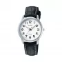 CASIO LTP1303PL7BVE unisex-analogikello - ruostumaton teräskotelo, musta nahkaranneke, 50 m vesitiiviys