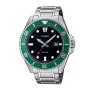 Casio MDV-107D-3AVEF miesten analoginen kvartsikello vihreä kellotaulu ja ruostumaton teräsranneke, 200 m vedenkestävyys