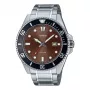 CASIO MDV107D5AVDF miesten analoginen kvartsikello, 42 mm, ruskea kellotaulu, hopeinen ruostumaton teräsranneke