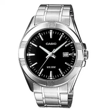 CASIO miesten analogikello MTP-1308D-1A teräsranneke 43,8mm musta kellotaulu