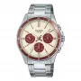 Casio miesten kello MTP1374D5A2VD analoginen ruostumaton teräs ruskea kellotaulu ja päivämäärä-/viikonpäivänäyttö
