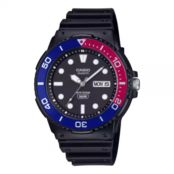 CASIO MRW-230H-1E2 miesten analoginen kvartsikello hartsirannekkeella, 47,9 mm kotelo, musta kellotaulu, 100 m vedenkestävyys