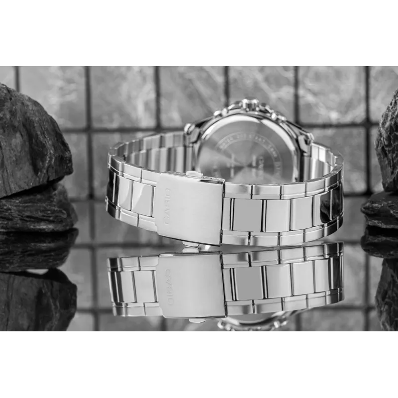 Casio MTP-1374D-1AV miesten analoginen kvartsikello ruostumaton teräs 43,5 mm