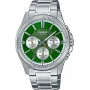 Casio MTP-1375D-3A miesten analoginen kvartsikello vihreä kellotaulu hopea ruostumaton teräs