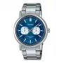 CASIO MTP-E335D-2E1VD miesten analoginen kvartsikello, sininen kellotaulu, teräsranneke, 47,6mm
