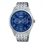CASIO MTP-E340D-2AVDF miesten analoginen kvartsikello 42 mm ruostumaton teräs sininen kellotaulu päivämäärä