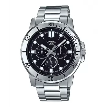 CASIO MTP-VD300D-1E miesten analoginen kvartsi teräskello 45 mm musta kellotaulu