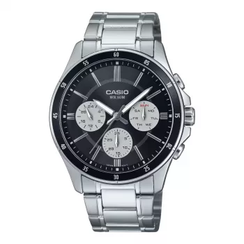 CASIO MTP1374D1A3VD miesten analoginen kvartsikello päivämäärä- ja viikonpäivänäytöllä, ruostumaton teräsranneke, 47 mm kotelo