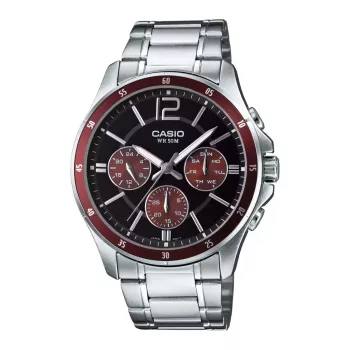 CASIO MTP1374D5AVDF miesten analoginen kvartsikello ruostumaton teräs ruskea kellotaulu hopeanvärinen 43,5 mm