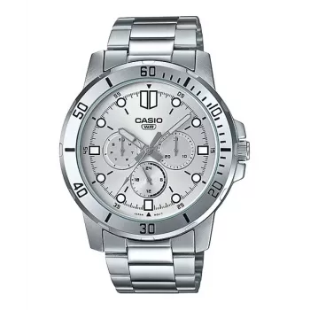 CASIO MTPVD300D-7EUD miesten analoginen kvartsikello 45 mm ruostumaton teräs hopea kellotaulu