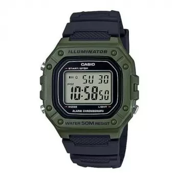 CASIO W-218H-3AVDF digitaalikello - vihreä hartsi, 50m vedenkestävyys, LED-taustavalo