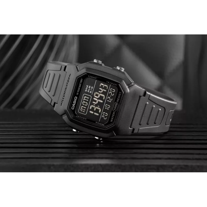 Casio W-800H-1BVES miesten digitaalikello - 100m vesitiivis, kvartsikoneisto