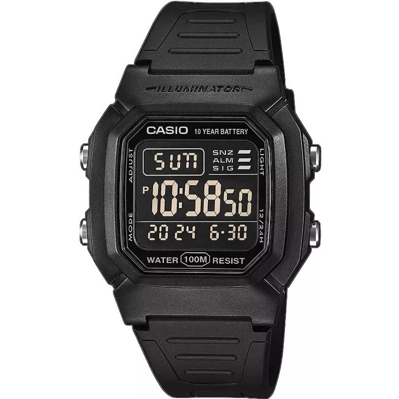 Casio W-800H-1BVES miesten digitaalikello - 100m vesitiivis, kvartsikoneisto