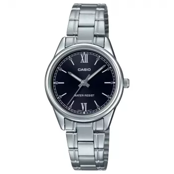 CASIO naisten analoginen kvartsikello LTP-V005D-1B2 34 mm hopea ruostumaton teräs