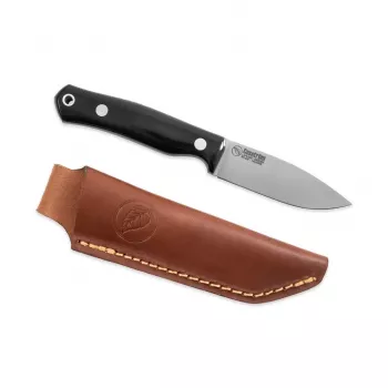 Casström No.8 SFK kiinteäteräinen bushcraft-veitsi, musta Micarta-kahva, 14C28N teräs