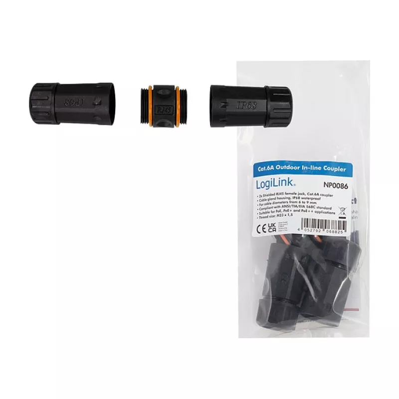 CAT6a ulkoliitin IP68 RJ45 naaras-naaras suojattu Ethernet-liitin