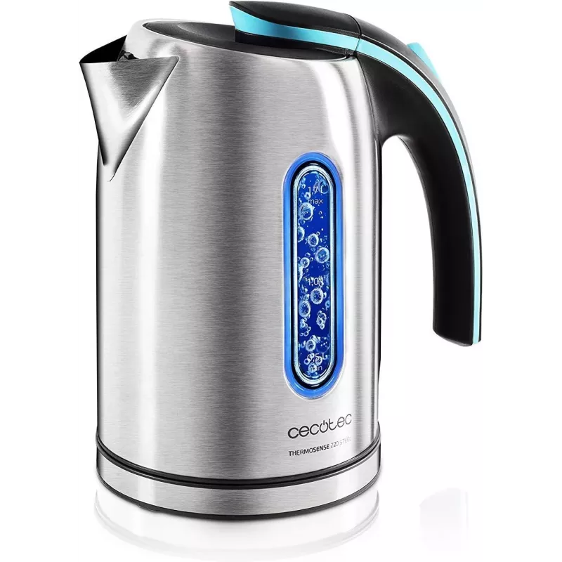 Cecotec ThermoSense 220 Steel -vedenkeitin, sähkö, 1630 W, 1,2 L, ruostumaton teräs, 360° kääntöalusta