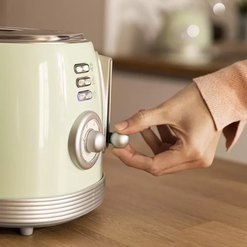 Cecotec Toast&Taste 800 Vintage -leivänpaahdin, 850 W, 2 paikkaa, ruostumaton teräs, vaaleanvihreä