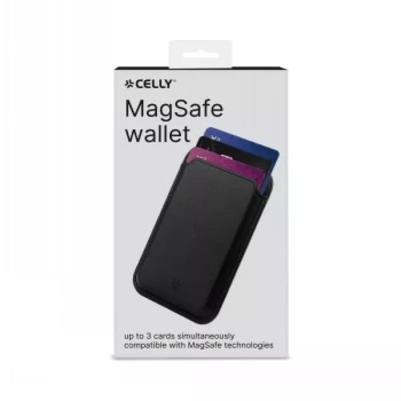 CELLY MAGWALLETBK MagSafe-magneettilompakko RFID-suojauksella, musta