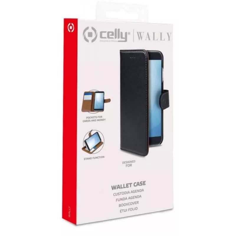 CELLY WALLY lompakkokotelo Samsung Galaxy A26 5G -puhelimelle, musta