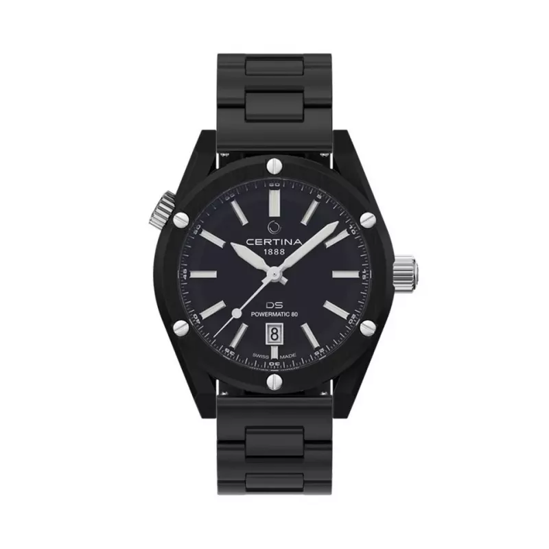 CERTINA DS Action Diver Automatic 43mm musta kellotaulu NATO-ranneke miesten kello C041407390510