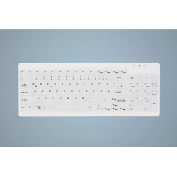 CHERRY Contour Active Key QuickClean AK-C7012 johdollinen näppäimistö, musta, QWERTY, USB, CHERRY SX Scissor Technology, 105 näppäintä, Slim Design, desinfioitava pinta