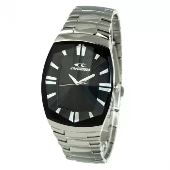 CHRONOTECH CT7065M-02M miesten analoginen kvartsikello 36 mm teräs musta kellotaulu hopeinen ranneke