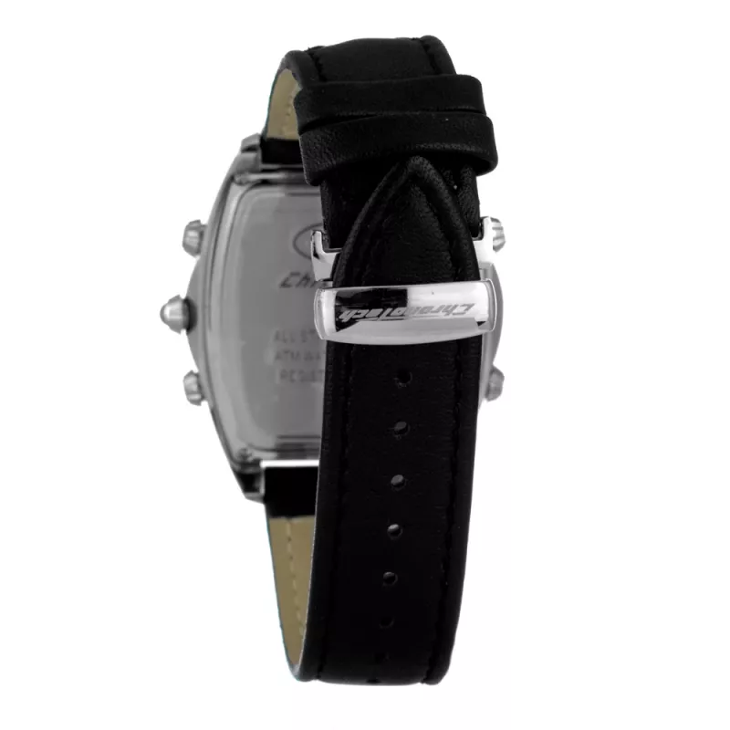 CHRONOTECH MAN CT7677M-02 analoginen kvartsikello 45mm musta kellotaulu nahkaranneke