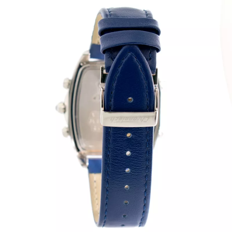CHRONOTECH MAN CT7677M-03 45mm analoginen kvartsikronografi, musta kellotaulu ja nahkaranneke
