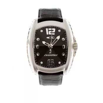 CHRONOTECH miesten RW0007 analoginen kvartsikello 40 mm ruostumaton teräs musta kellotaulu nahkaranneke