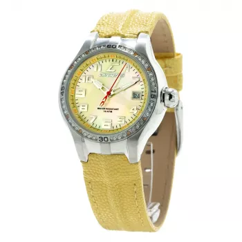 CHRONOTECH Woman CT7980L-05S 37mm kvartsi analogikello valkoinen kellotaulu valkoinen nahkaranneke