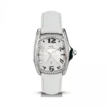 CHRONOTECH naisten kvartsianalogikello CT7988LS09 30 mm valkoinen kellotaulu valkoinen nahkaranneke