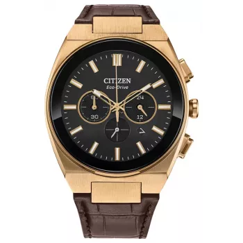 CITIZEN Eco-Drive kronografi kello CA4583-01E 43mm ruskea nahka
