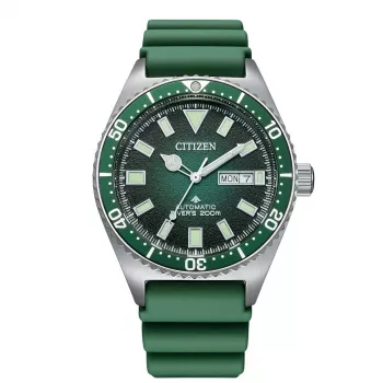 CITIZEN miesten automaattinen sukelluskello NY0121-09X 41 mm vihreä kellotaulu kumiranneke