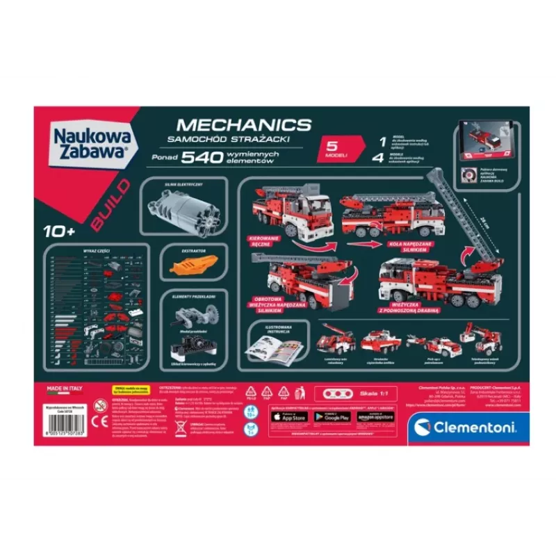Clementoni Scientific Fun Mechanics -laboratorio: paloauto-oppimisrakennussarja (puolan kieli) 50728