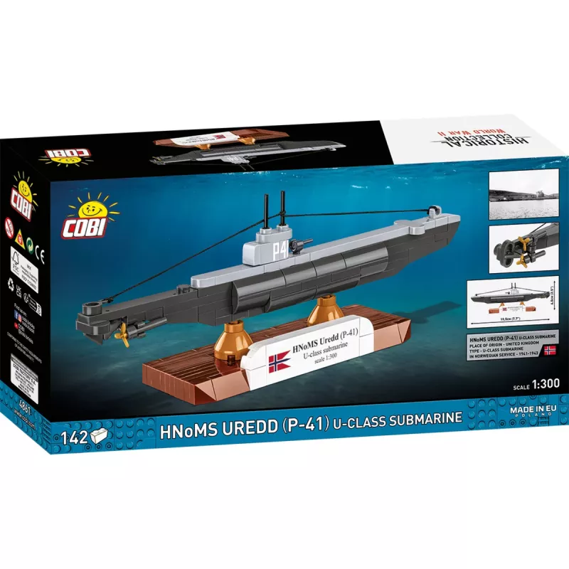 COBI HNoMS Uredd (P-41) U-luokan sukellusvene rakennussarja mittakaava 1:300
